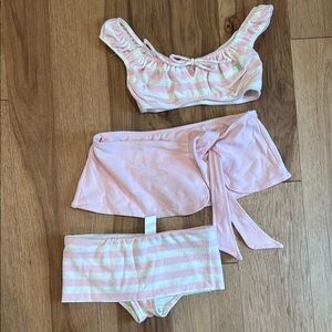 Striped Pink and White Bikini Set